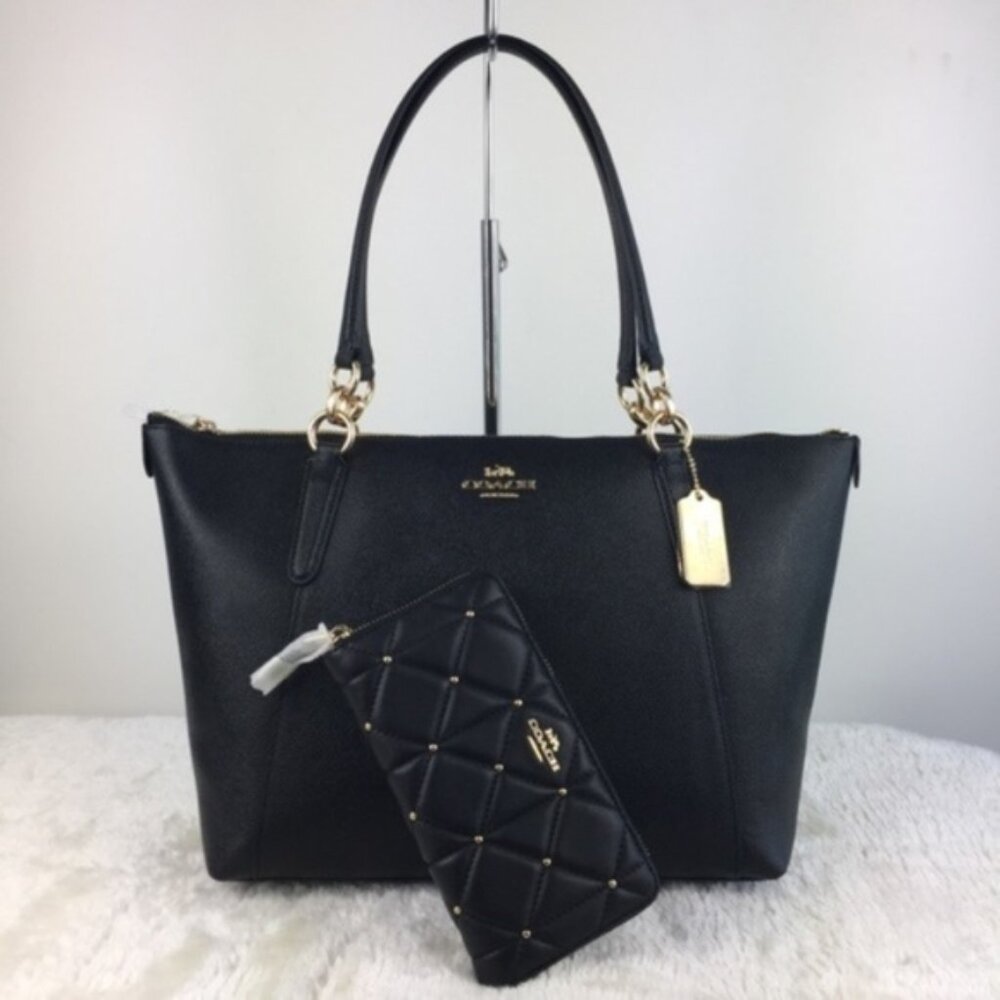 NEW Coach Crossgrain Leather Tote Wallet Set